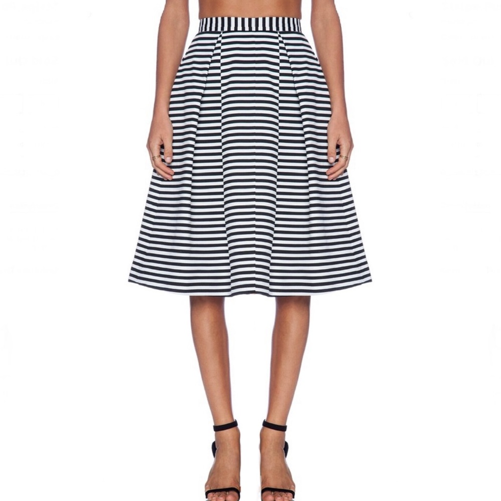 NICHOLAS Stripe Ponti Ball Skirt With Pockets Black & White Sz. 6